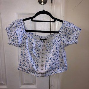 Forever 21 Floral Off-the-Shoulder Crop Top
